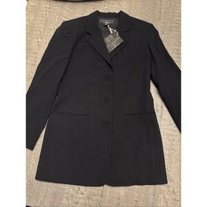 Bill Burns Nordstrom Women's Blazer Size 2 Black 2 Button Pure Wool Business USA
